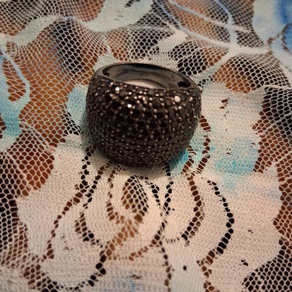 Elegant Black Ring Diamond Ring 925